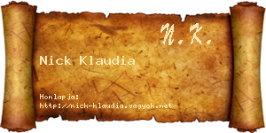 Nick Klaudia névjegykártya